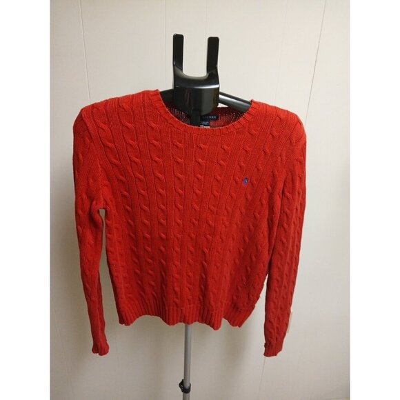 Tops - Ralph Lauren  Sweater Womens Large Red Cotton Cable Knit Pullover!!